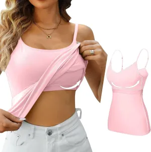 2pcs Womens Camisole with Shelf Bra Workout Yoga Adjustable Spaghetti Strap Tank Tops Athletic Compression Basic Layer