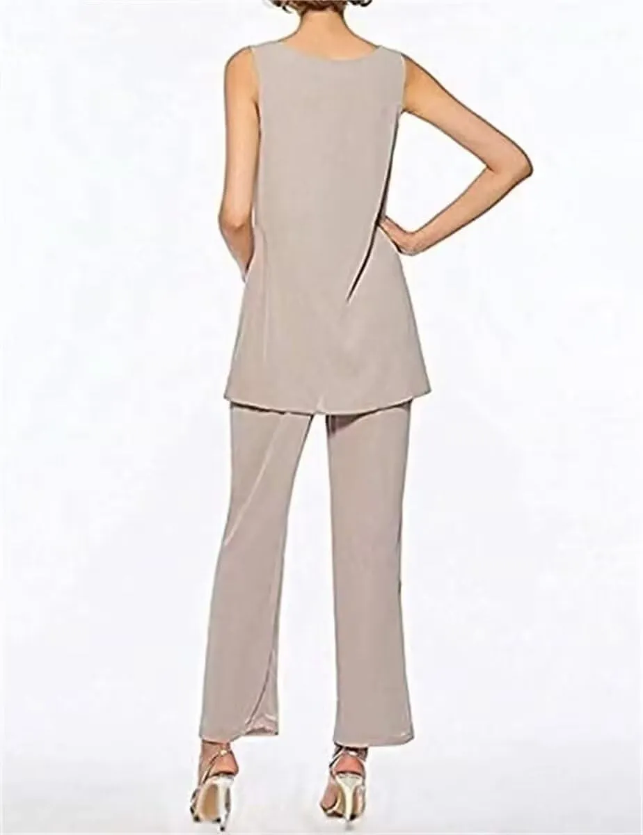 3 Pcs Mother of The Bride Pants Suits for Wedding Long Formal Pant Suits for Women Dressy Wedding