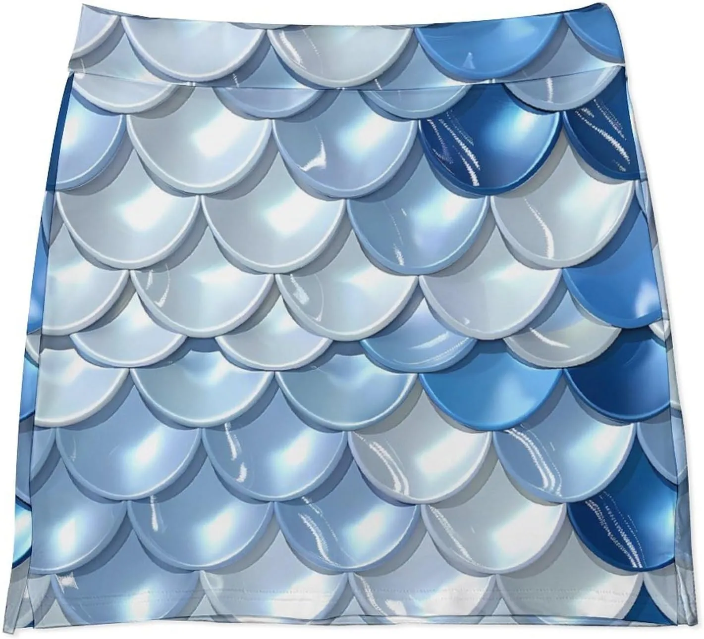 3D Blue White Scales Women's Skort Athletic Skirt Golf Skorts A-line Skirts with Built-in Shorts Pockets
