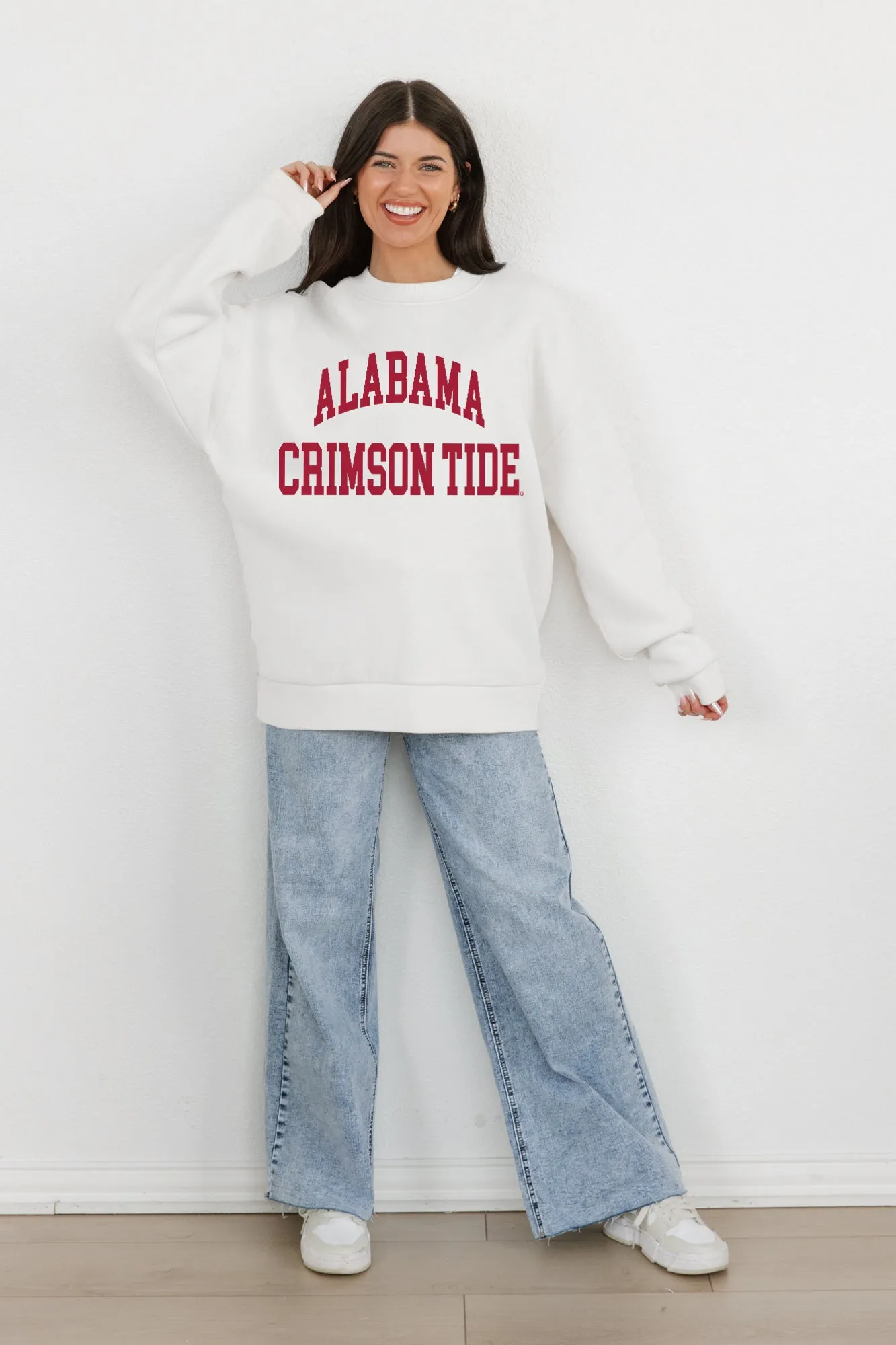 ALABAMA CRIMSON TIDE ALL-STAR STYLE PREMIUM FLEECE DROP SHOULDER CREWNECK PULLOVER BY MADI PREWETT TROUTT