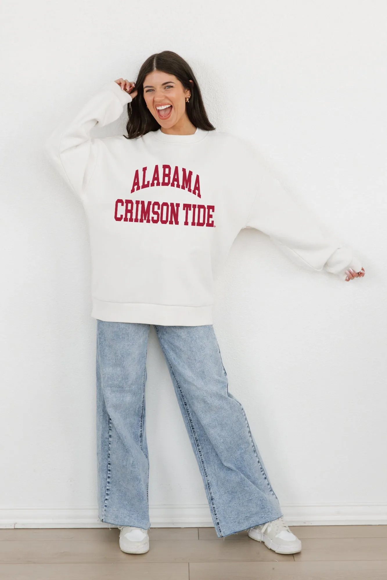 ALABAMA CRIMSON TIDE ALL-STAR STYLE PREMIUM FLEECE DROP SHOULDER CREWNECK PULLOVER BY MADI PREWETT TROUTT