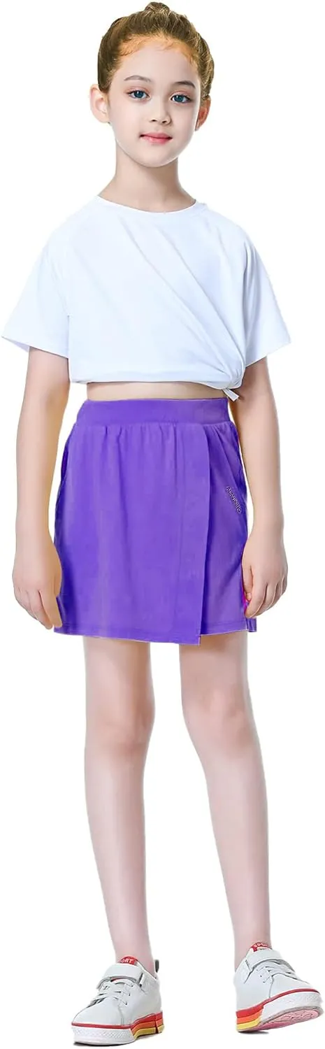 ALAVIKING Girls Athletic Skirt Cotton Active Tennis Skort Running Workout Skort Skirts Size 3-12 Years