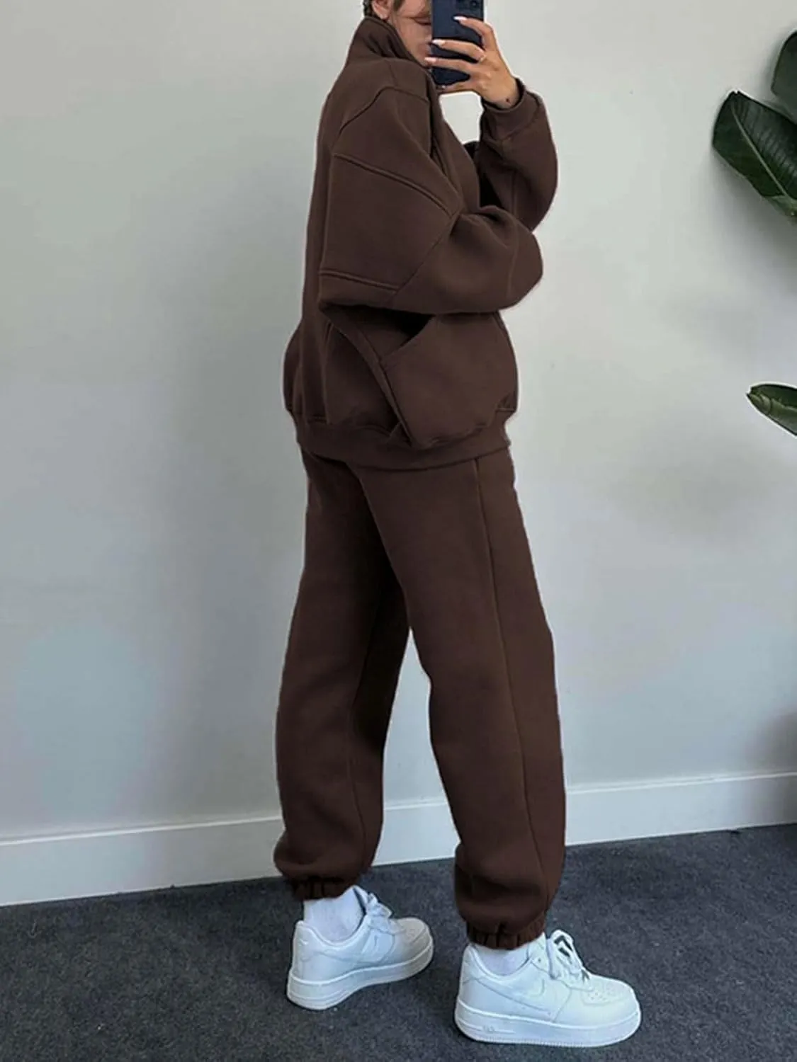 Alunzoem Sweatsuits for Women Set 2 Piece Outfits Long Sleeve Zip Up Jacket Oversized Sweatshirt Jogger Sweatpants Tracksuit