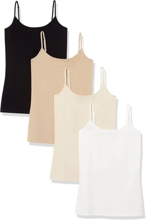 Amazon Essentials Women's Slim-Fit Camisole - Discontinued Colors, Pack of 4
