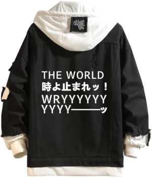 Anime Cosplay Denim Jacket Graphic Hoodie Novelty Jacket Coat Man Woman Trucker Jacket
