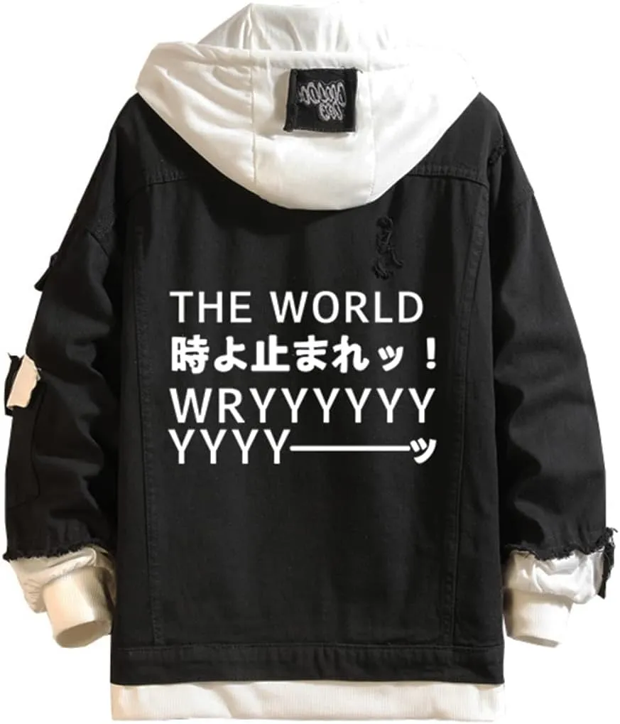 Anime Cosplay Denim Jacket Graphic Hoodie Novelty Jacket Coat Man Woman Trucker Jacket