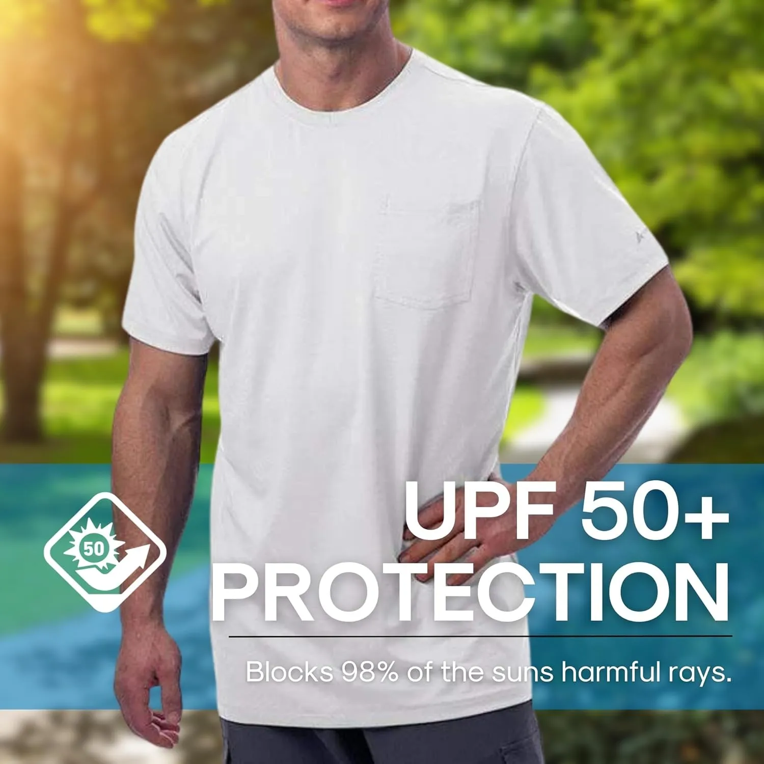 Arctic Cool Mens Crew Neck Instant Cooling Pocket Workwear Moisture Wicking Performance UPF 50  Short Sleeve Shirt