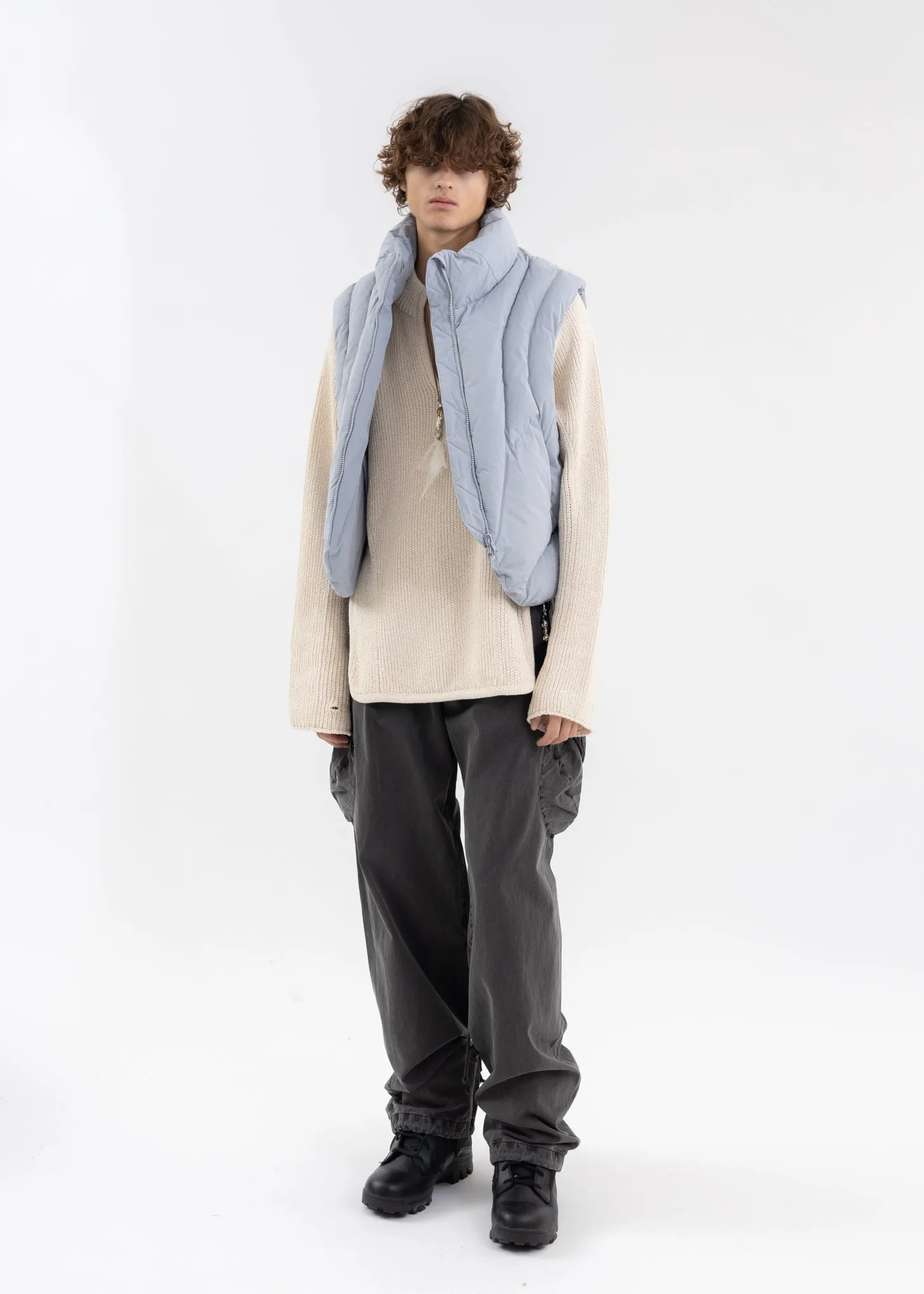 ASH BLUE PADDED VEST (REVERSIBLE)