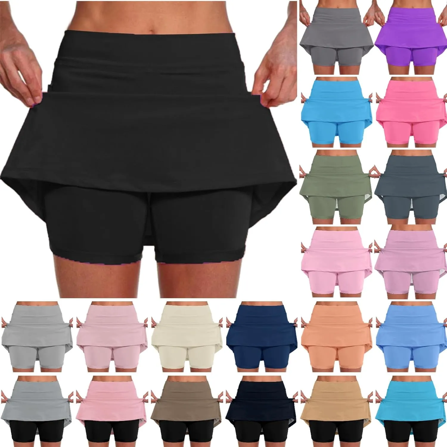 Athletic Skorts for Women with Pockets Tummy Control High Waist Yoga Shorts Casual Tennis Mini Short Skirts