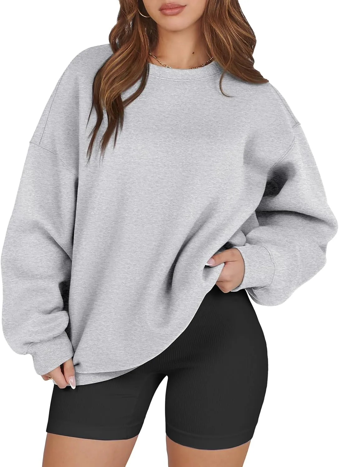 ATHMILE Oversized Sweatshirt for Women Crewneck Fleece Long Sleeve Pullover Hoodies Tops Fall Fashion Outfits Clothes 2025