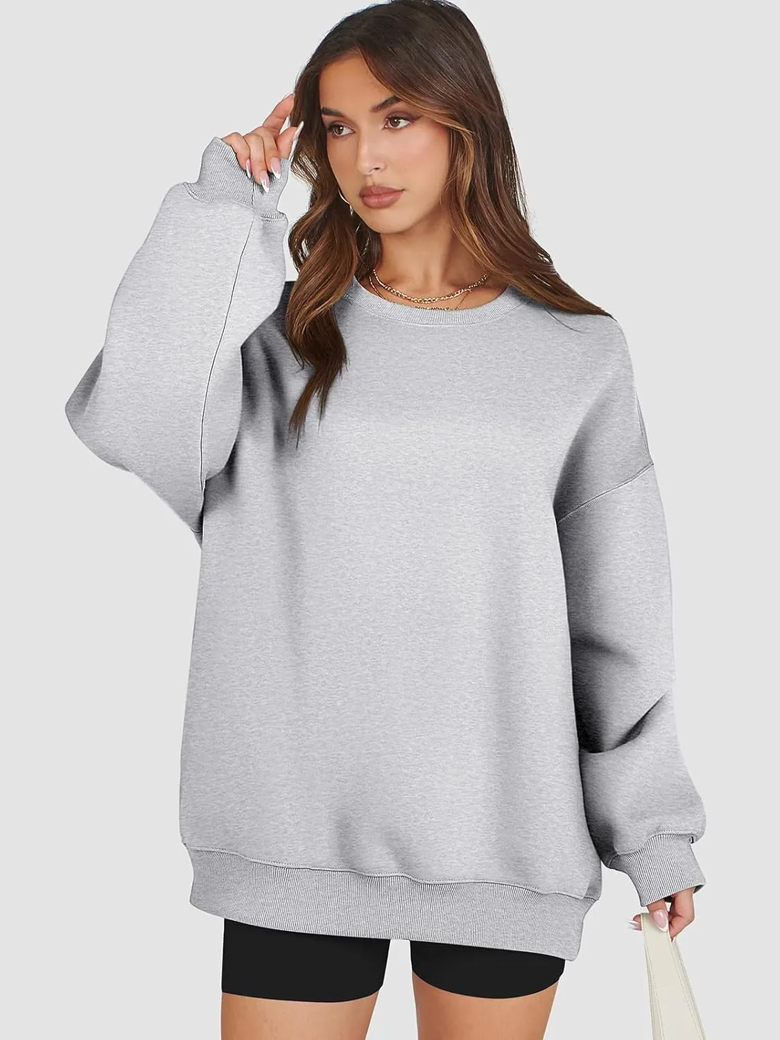 ATHMILE Oversized Sweatshirt for Women Crewneck Fleece Long Sleeve Pullover Hoodies Tops Fall Fashion Outfits Clothes 2025