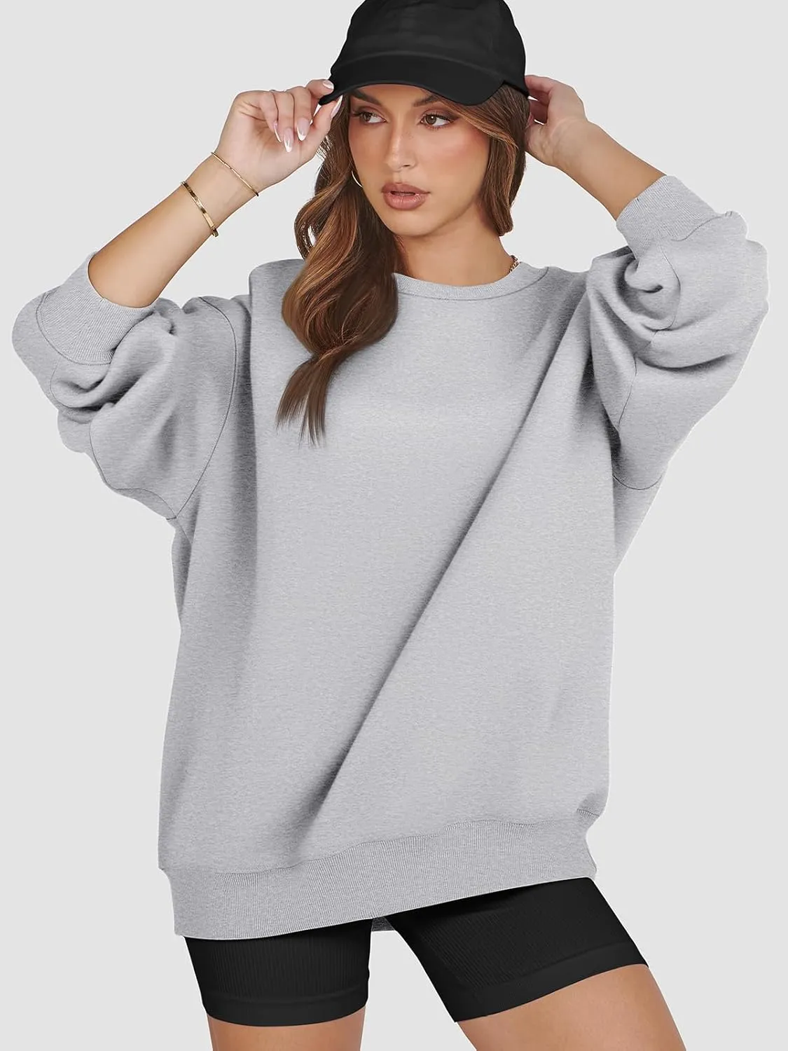 ATHMILE Oversized Sweatshirt for Women Crewneck Fleece Long Sleeve Pullover Hoodies Tops Fall Fashion Outfits Clothes 2025