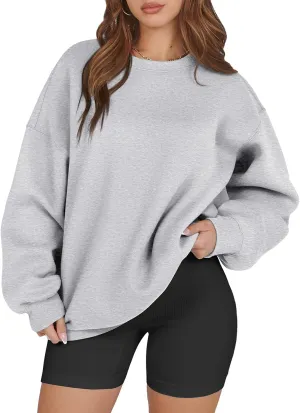 ATHMILE Oversized Sweatshirt for Women Crewneck Fleece Long Sleeve Pullover Hoodies Tops Fall Fashion Outfits Clothes 2025