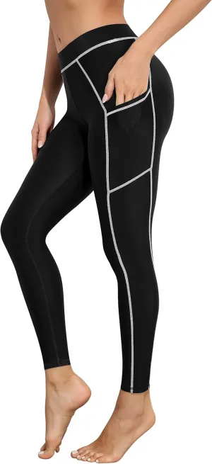 ATTRACO Womens Swim Pants with Pockets Long Swim Leggings High Waisted Swimming Pants