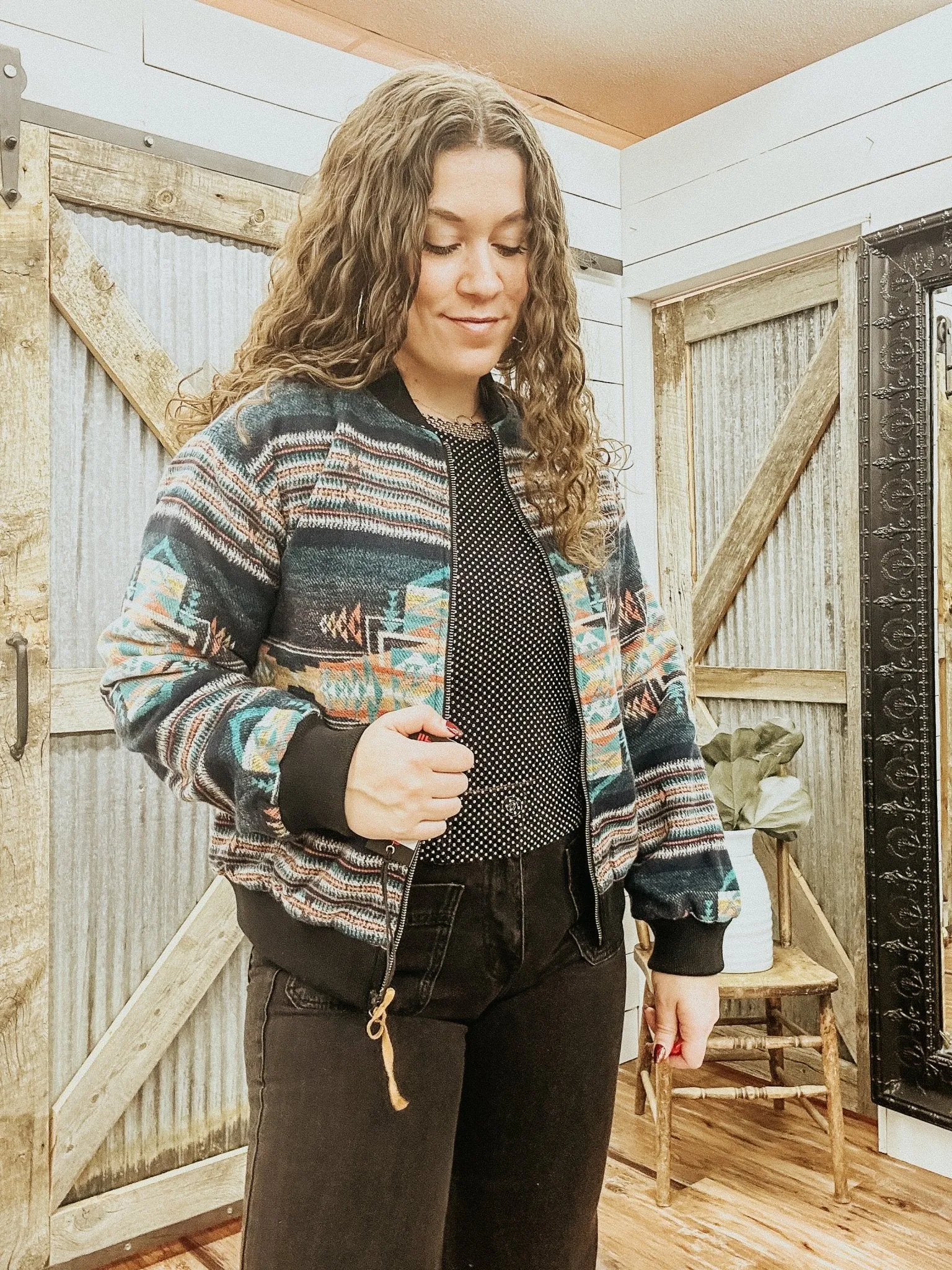 Aztec Zip Bomber Jacket