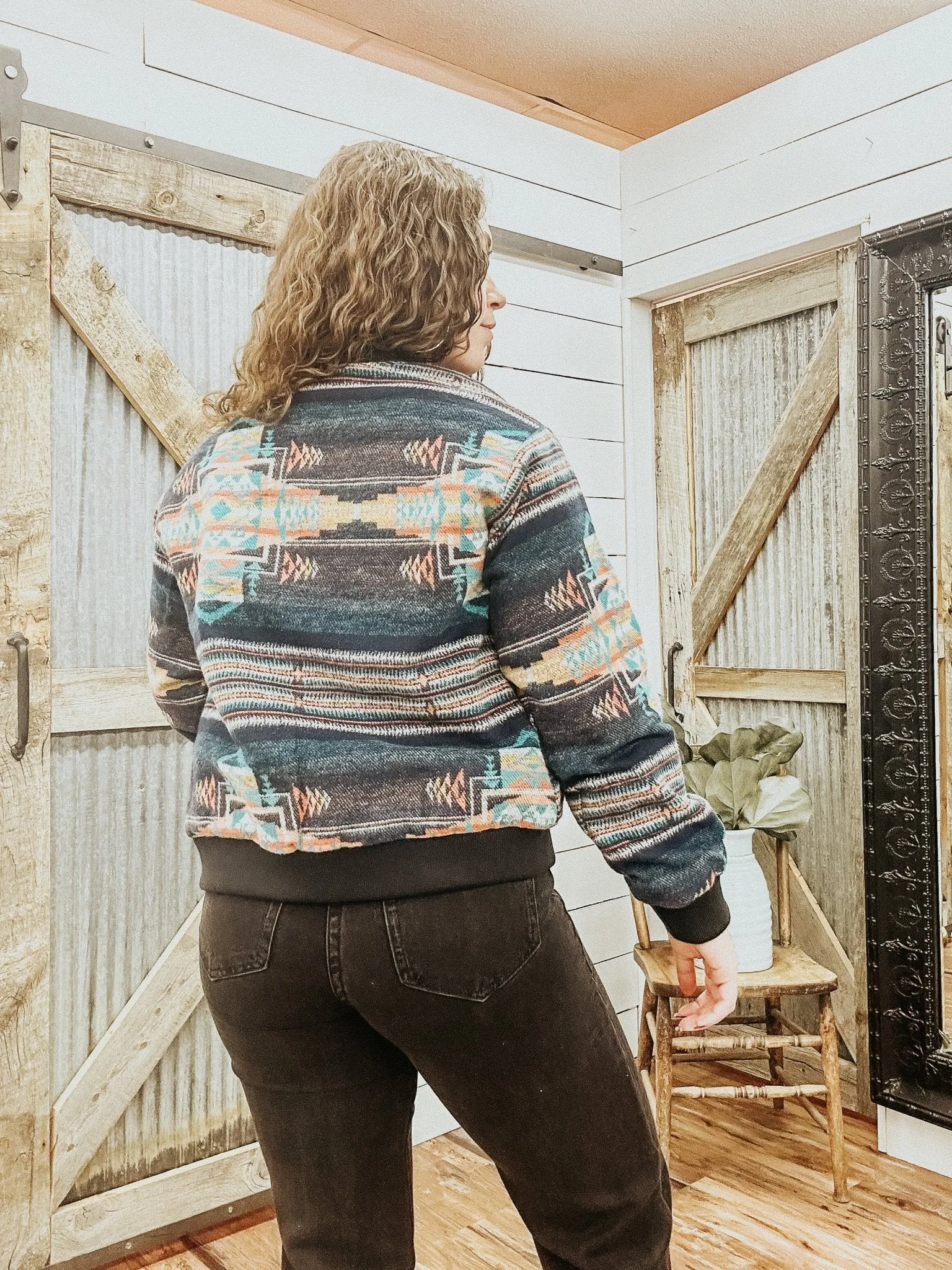 Aztec Zip Bomber Jacket