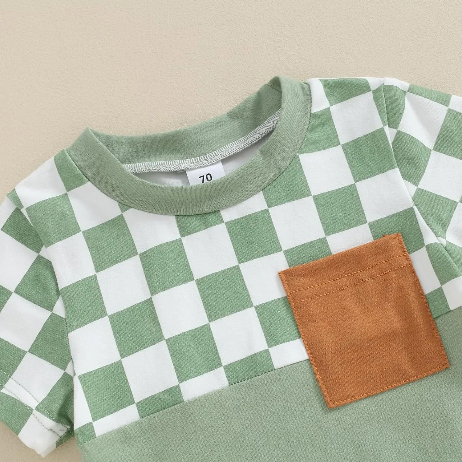 Baby Boy Girl Summer Outfits Checkerboard Short Sleeve T-Shirt Elastic Waist Shorts Set Toddler Checkered Outfit