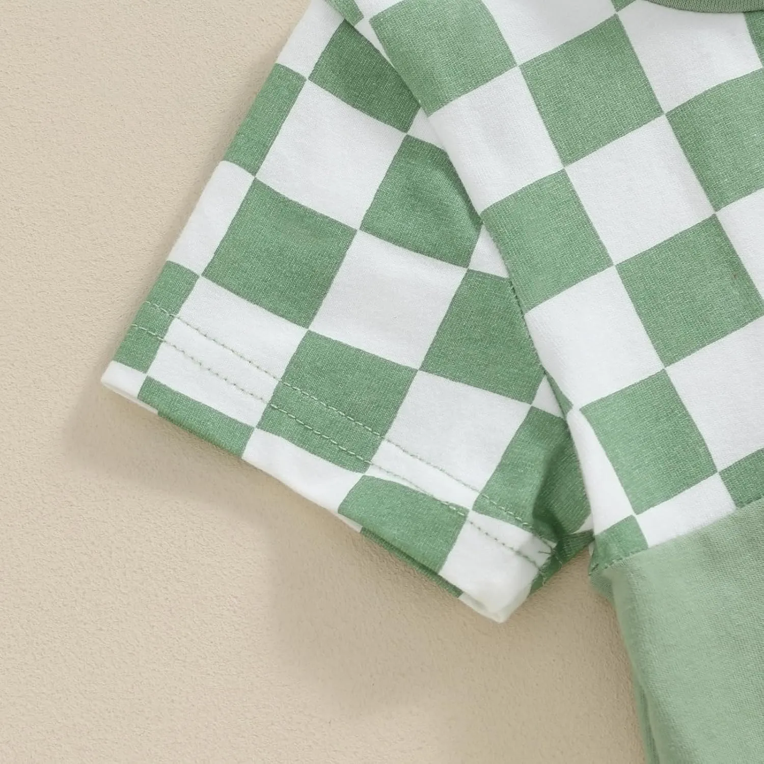 Baby Boy Girl Summer Outfits Checkerboard Short Sleeve T-Shirt Elastic Waist Shorts Set Toddler Checkered Outfit