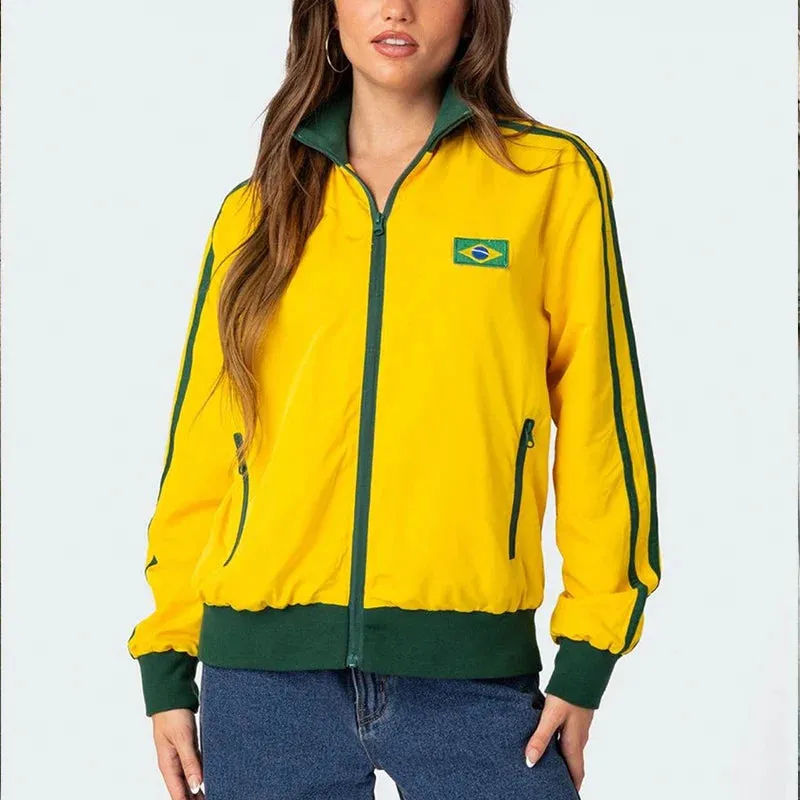 Back To School Sonicelife Women Letter Print Hoodies Autumn Winter Retro Zip Up Long Sleeve Hooded Sweatshirts Harajuku Casual Jacket Coat Y2K Streetwear
