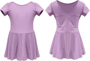 Ballet Dancewear for Girls Short Sleeve V Neck Back Mini Dress A-Line Swing Dresses 2025 Trendy Fashion Outfits