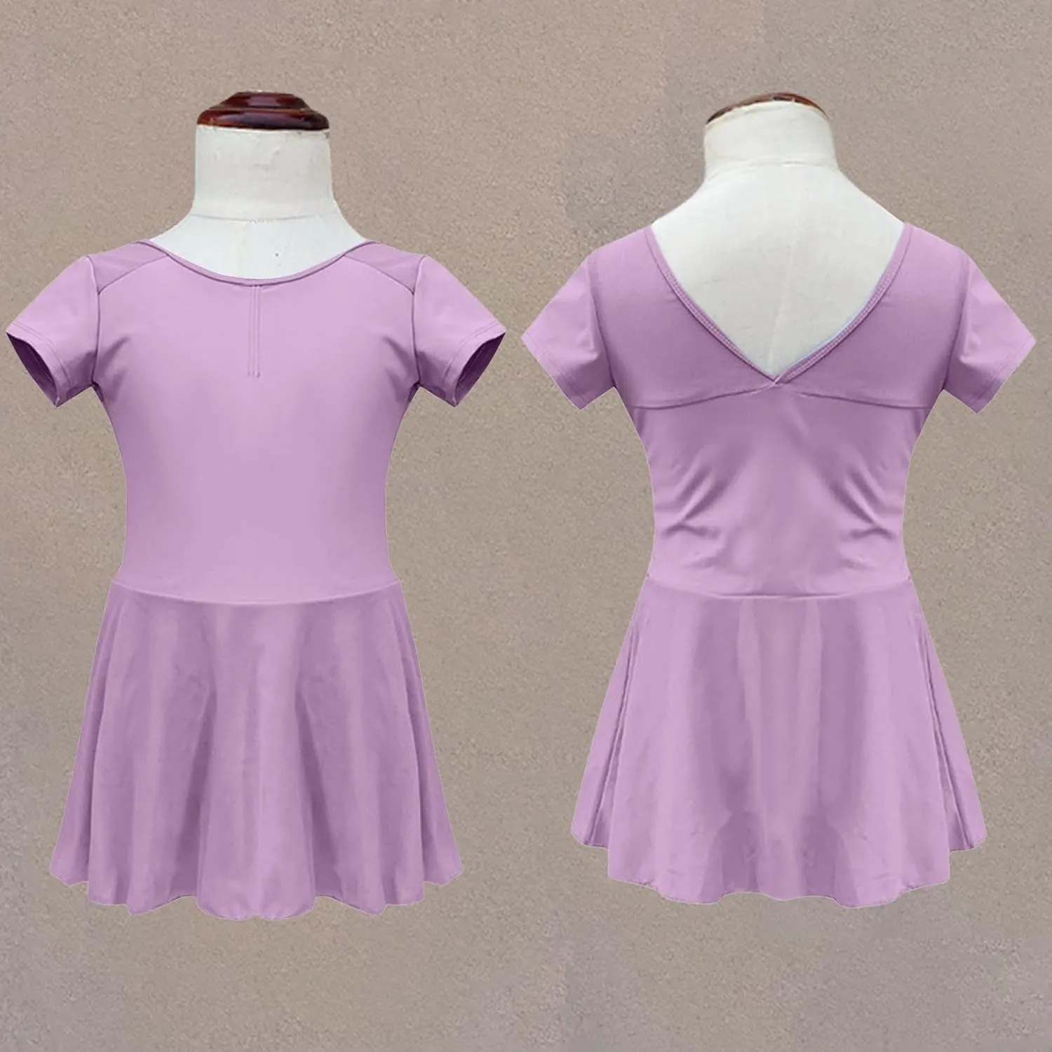 Ballet Dancewear for Girls Short Sleeve V Neck Back Mini Dress A-Line Swing Dresses 2025 Trendy Fashion Outfits