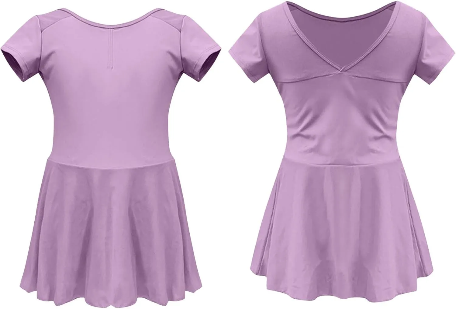 Ballet Dancewear for Girls Short Sleeve V Neck Back Mini Dress A-Line Swing Dresses 2025 Trendy Fashion Outfits