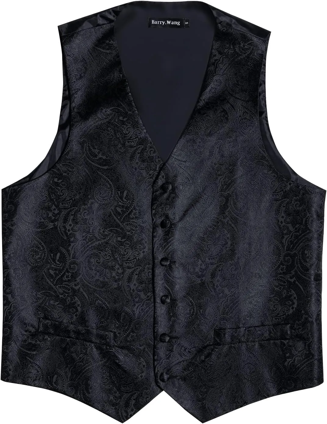 Barry.Wang Mens Suit Vest Paisley/Flower Silk Jacquard Waistcoat Ties Set Formal/Leisure 5PCS