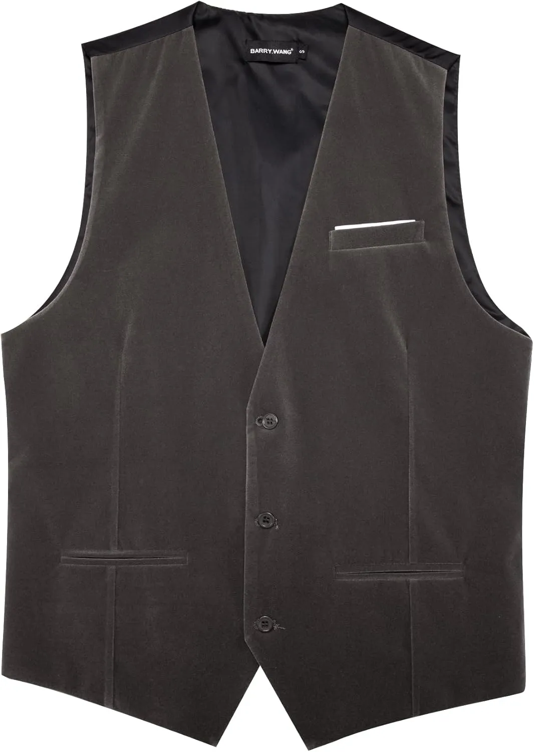Barry.Wang Mens Velvet Vest V-neck 2 Pockets Gold Brooch Suit Waistcoat Set for Prom Wedding Party Dinner