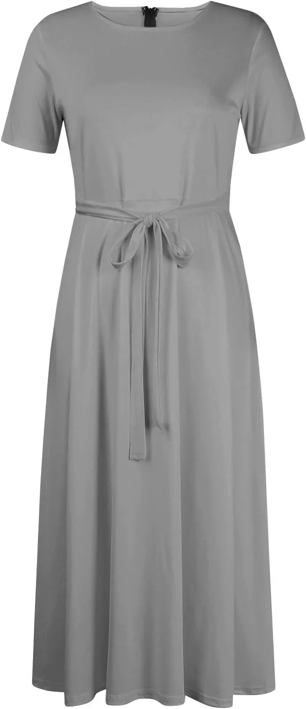 BAXLIMEK Plus Size Dresses for Curvy Women,2025 Spring Elegant Trendy Print Maxi Dress Crewneck Short Sleeve Boho Dress