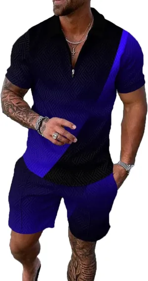 BIRW Mens Track Suits 2 Piece Summer Short Sets Outfits Fashion Polo Shirt Casual Short Sleeve and Shorts set