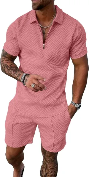 BIRW Mens Track Suits 2 Piece Summer Short Sets Outfits Fashion Polo Shirt Casual Short Sleeve and Shorts set
