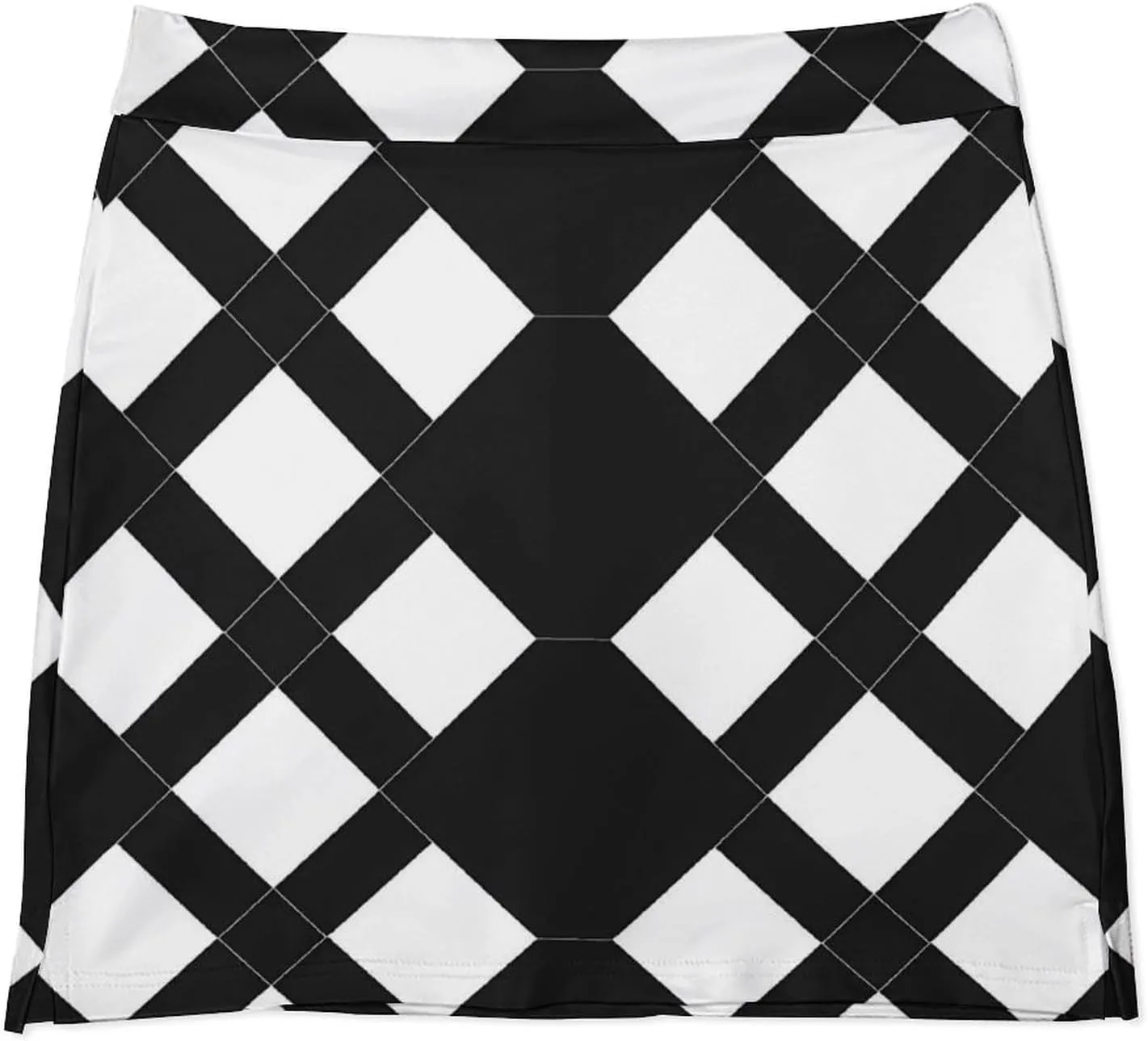 Black And White Diamond Pattern Women's Skort Athletic Skirt Golf Skorts A-line Skirts with Built-in Shorts Pockets