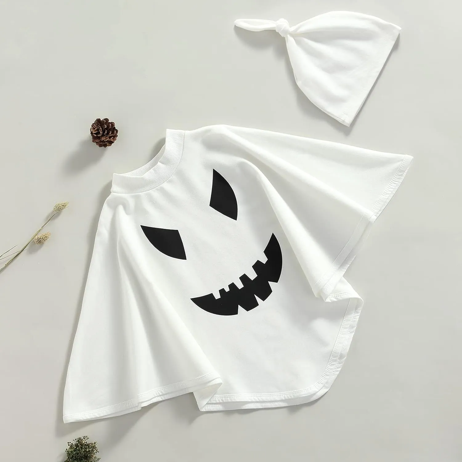 BOIBOKOKO Toddler Kid Baby Girls Boys Halloween Costumes Ghost Smile Cloak Halloween Cape Cosplay with Hat Outfits
