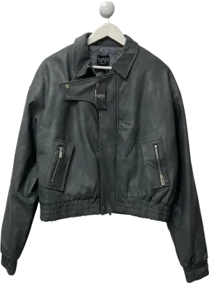 boohooMan Grey Boxy Detail Collared Bomber UK S