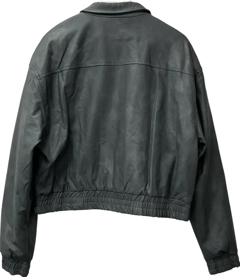 boohooMan Grey Boxy Detail Collared Bomber UK S