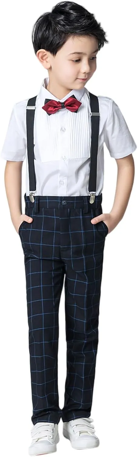 Boys Dress Pants for Kids Flat Front School Uniform Slacks Pants with Adjustable Waist