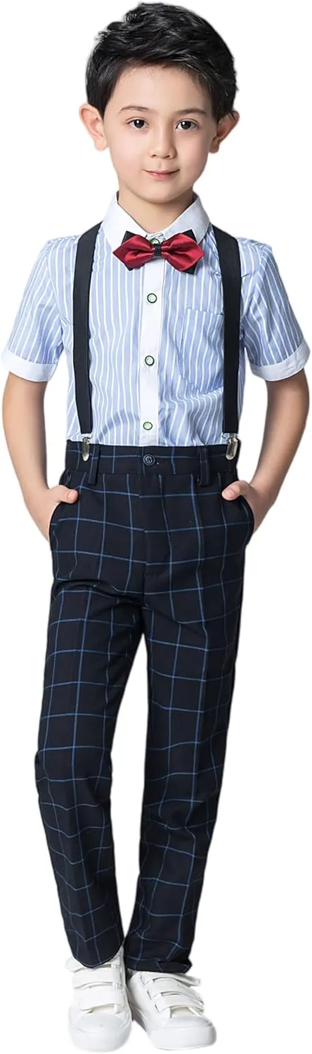 Boys Dress Pants for Kids Flat Front School Uniform Slacks Pants with Adjustable Waist