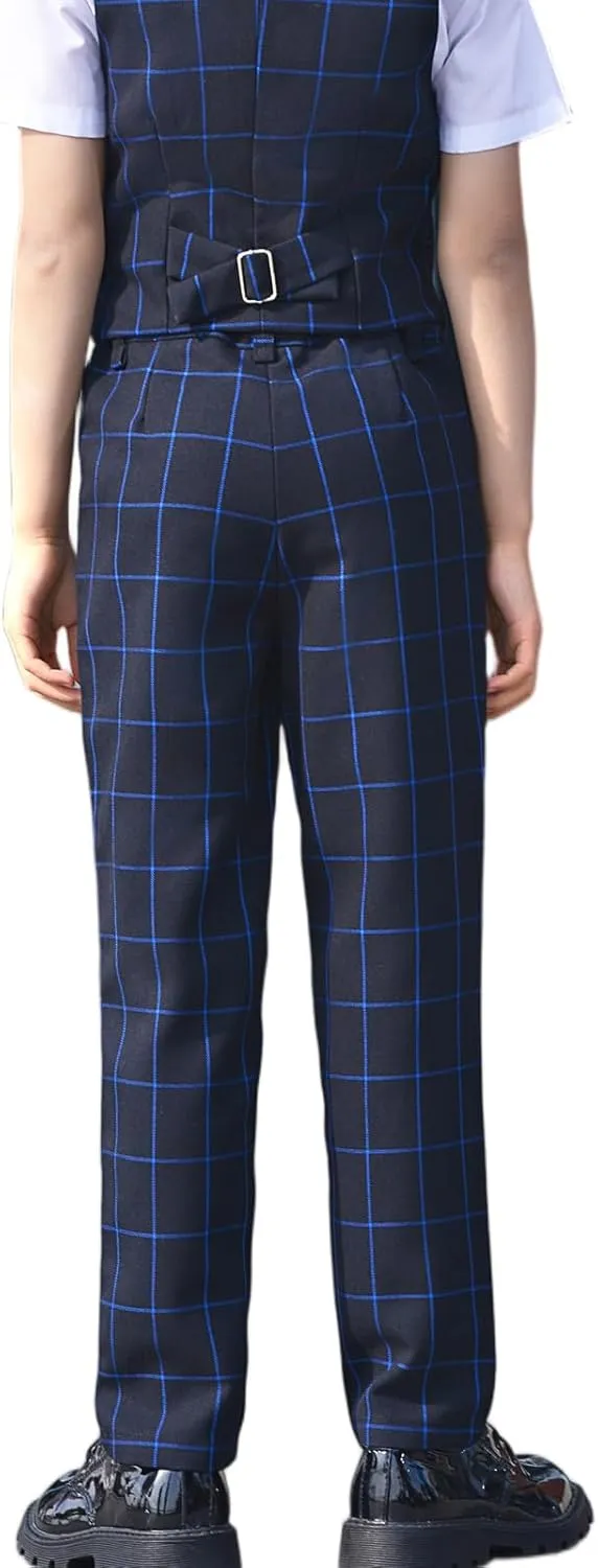 Boys Dress Pants for Kids Flat Front School Uniform Slacks Pants with Adjustable Waist