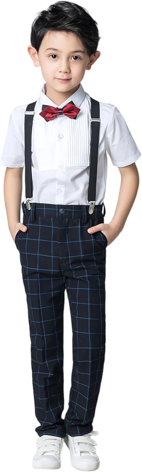 Boys Dress Pants for Kids Flat Front School Uniform Slacks Pants with Adjustable Waist