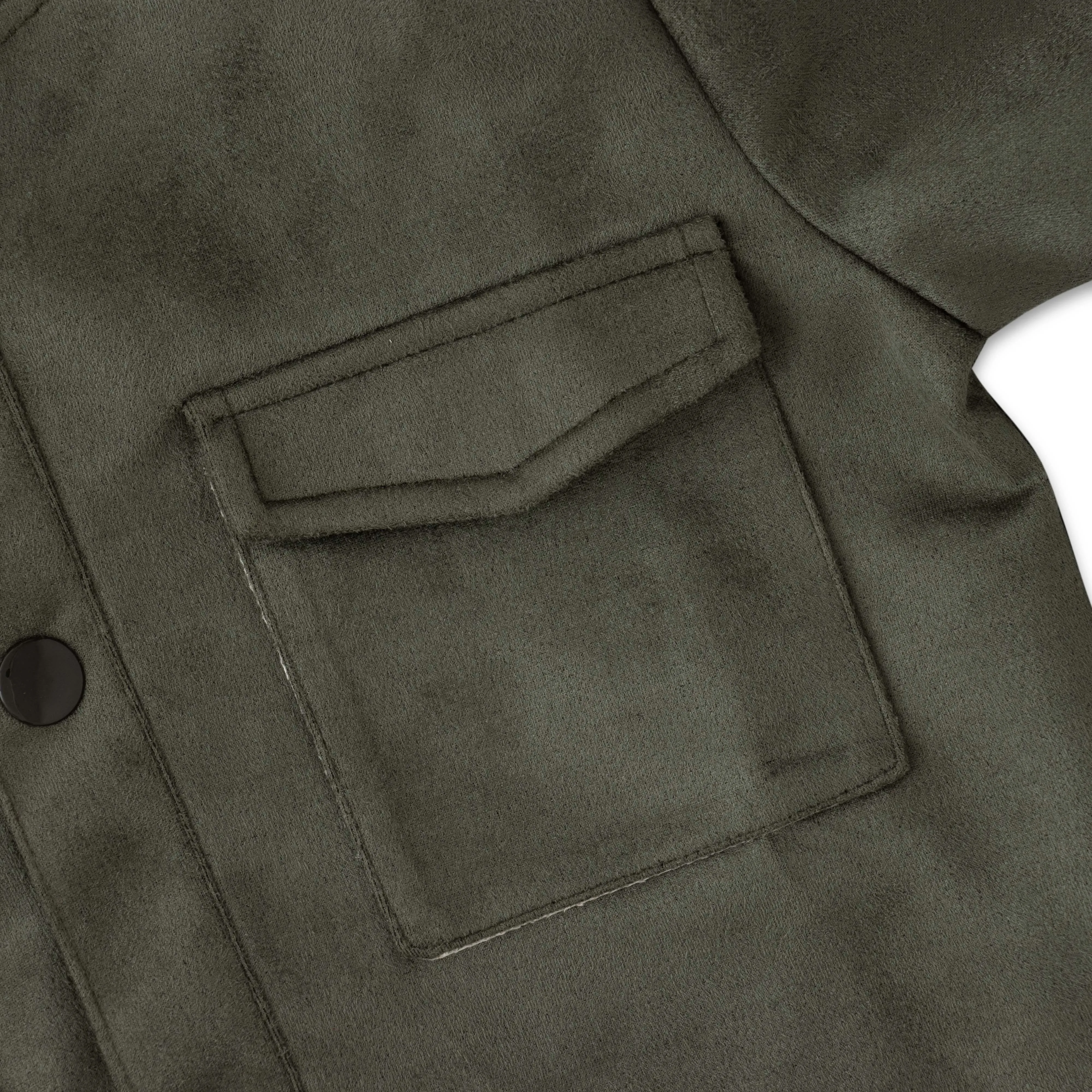 Boys' Olive Green Bomber Jacket  Snap Button Closure & Pocket Detail
