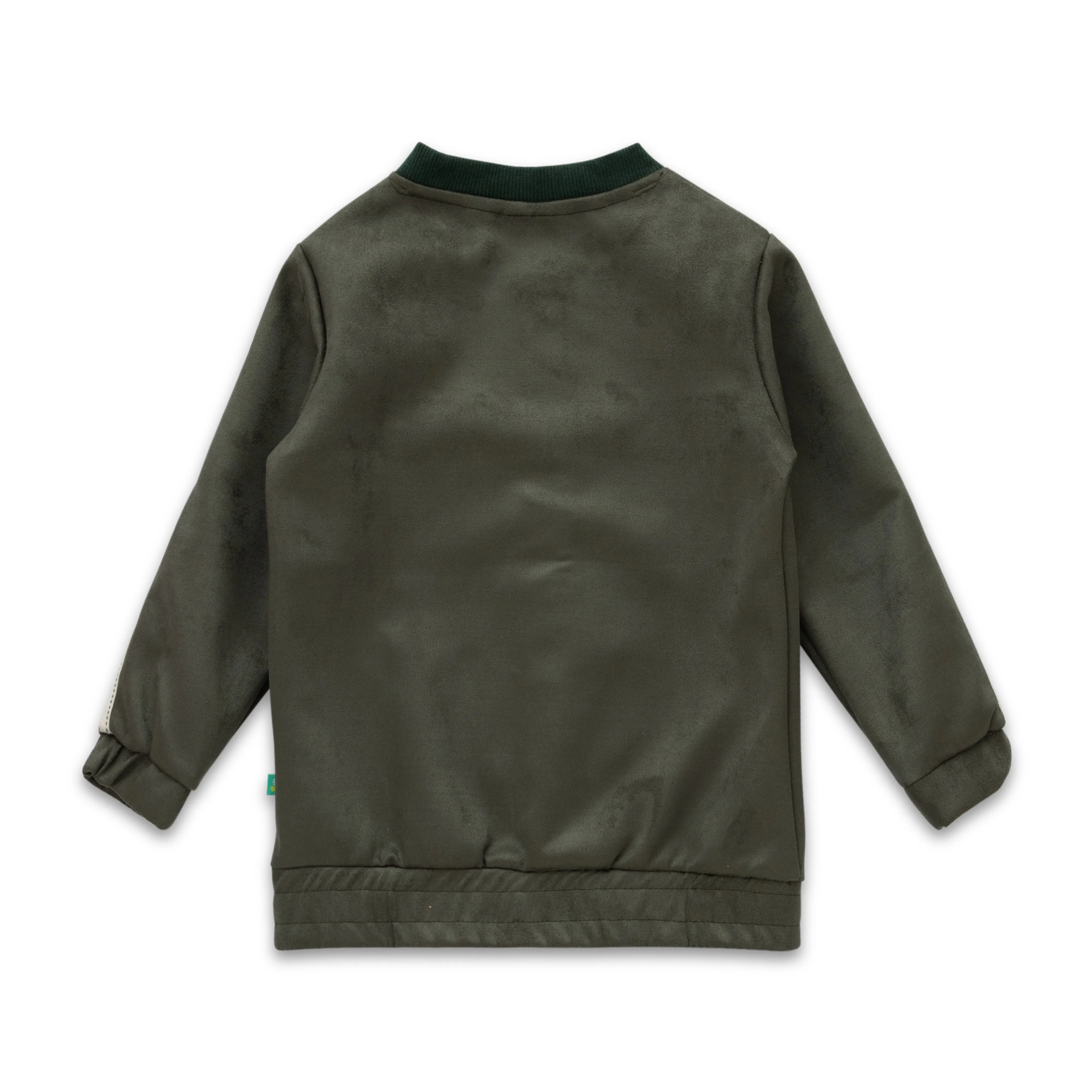 Boys' Olive Green Bomber Jacket  Snap Button Closure & Pocket Detail