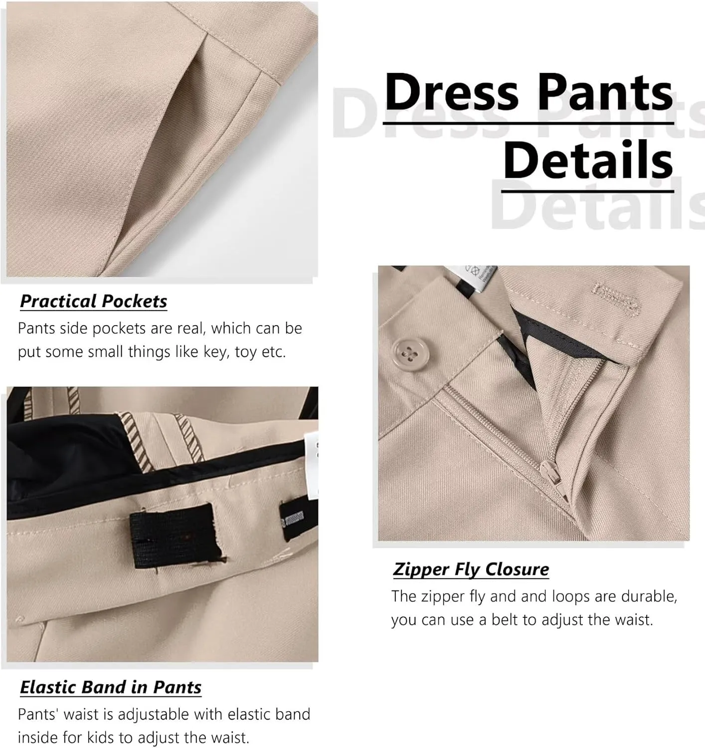 Boys Suit Formal Dress Pants Vest Suit Set for Boys Wedding Outfits with Dress Shirt Tie and Pocket Square