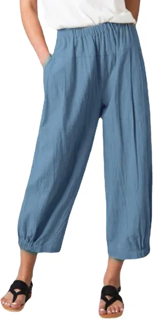 Bozanly Womens Summer Capri Pants Elastic Waist Cotton Linen Yoga Cropped Pants Trousers