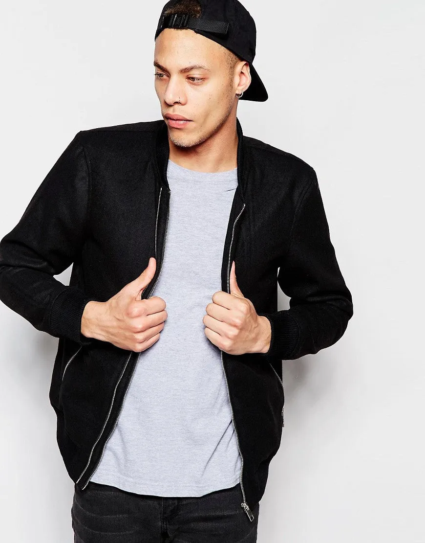 Brave Soul Zip Through Bomber Jacket