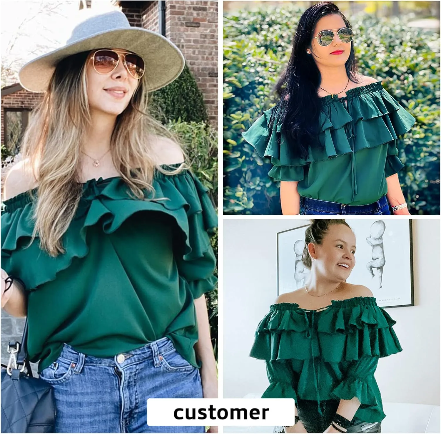 Byinns Women's Off Shoulder Ruffle Trendy Summer Fashion Long Sleeve Blouse Sexy Dressy Casual Outfits Layered Tops