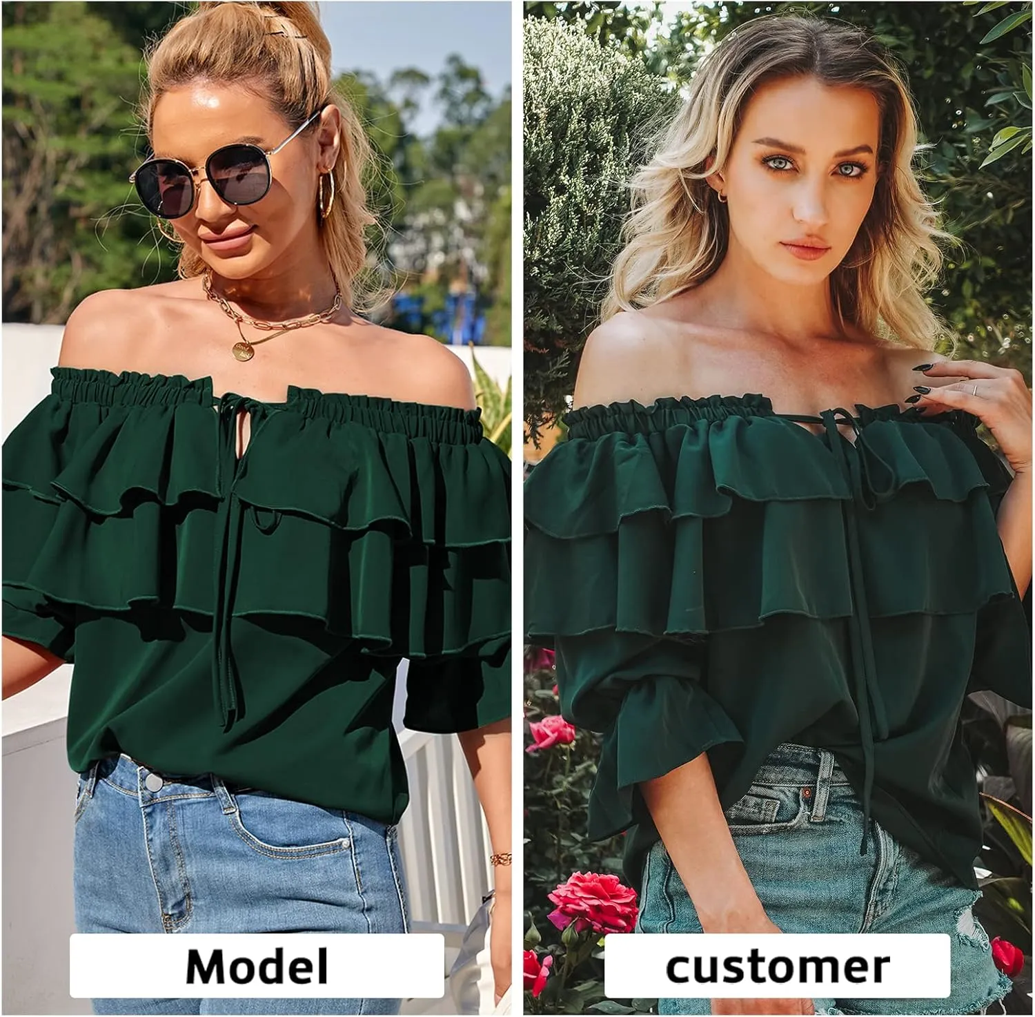 Byinns Women's Off Shoulder Ruffle Trendy Summer Fashion Long Sleeve Blouse Sexy Dressy Casual Outfits Layered Tops