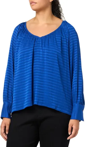 Calvin Klein Women's Plus Long Sleeve V Neck Blouse Top
