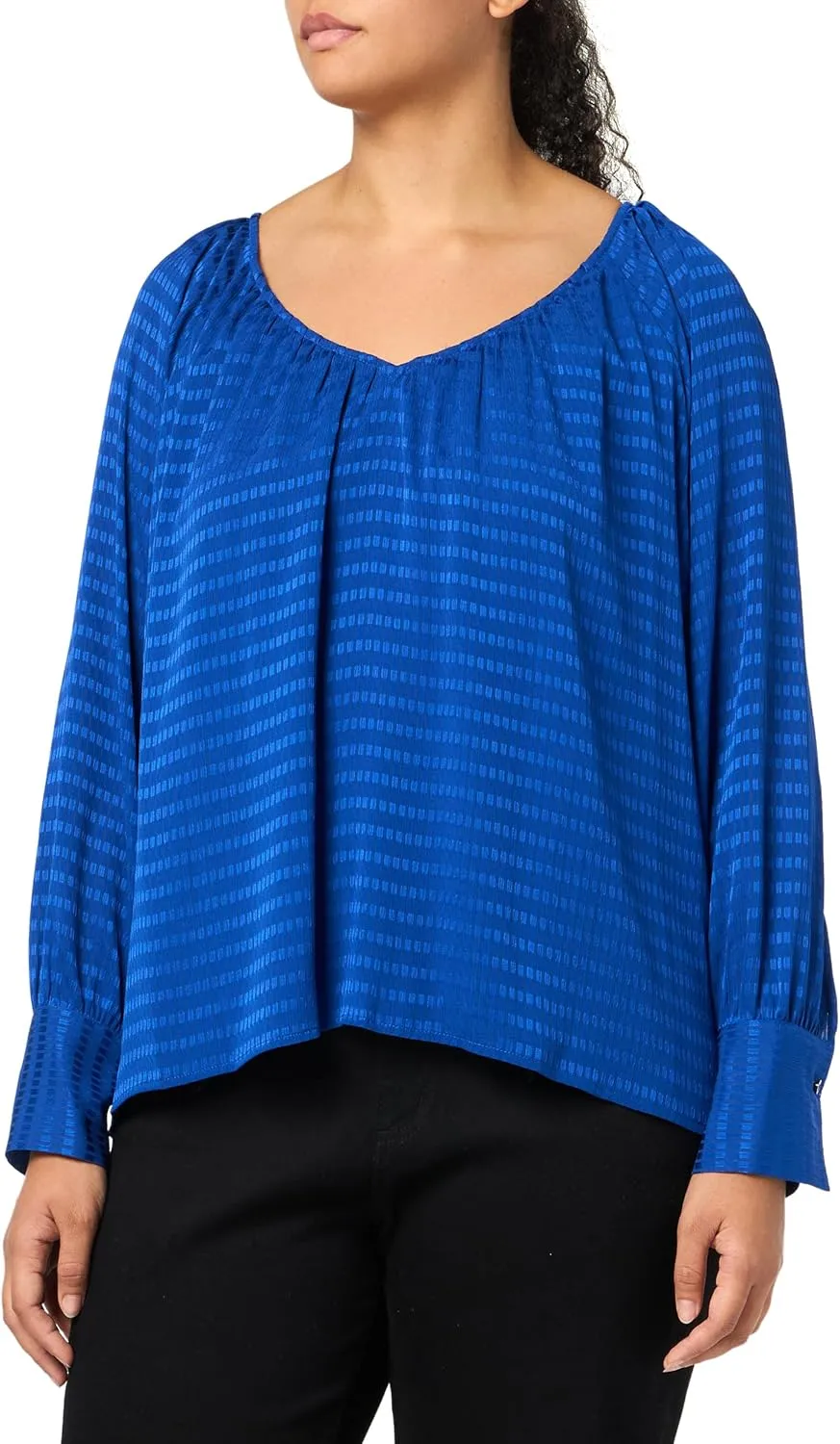 Calvin Klein Women's Plus Long Sleeve V Neck Blouse Top