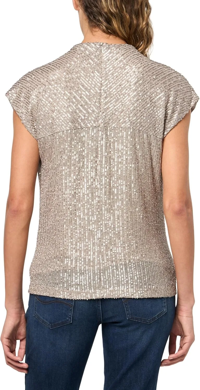 Calvin Klein Women's Short Sleeve Sequin Knit Top