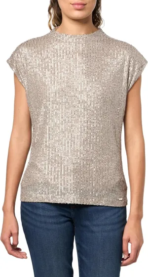 Calvin Klein Women's Short Sleeve Sequin Knit Top
